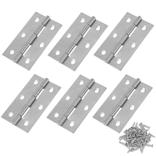 Murtenze 2.5 Inch Door Hinge, Silver, 6 Pack
