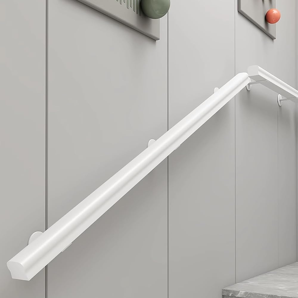 Lqsybhd Girls White Wooden Stair Handrails, Indoor Anti-Slip Handrails, Attic Stair Decoration Railings, Corridor Support Rods, Wall Stair Banister With Brackets For Elderly(Size:80cm)