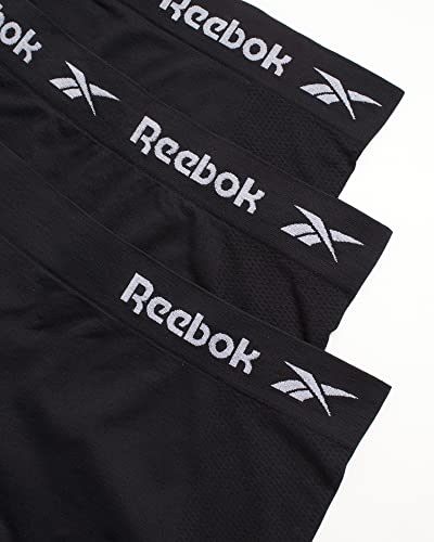Reebok Women's Underwear - Long Leg Seamless Slip Short Boyshort (3 pack), Size Large, Black/Black/Black