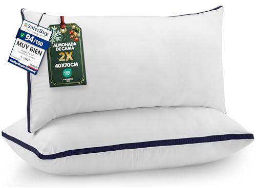 Utopia Bedding Almohadas (2 Unidades), 40 x 70 cm Tela de Microfibra con Relleno de poliéster 3D, Transpirable y Suave (Azul Marino)