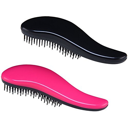 Revitashine Massaging (Pink & Black) Detangle Brush Set, Top of the Line Haircare, Minimizes Hair Loss, Reduces Split Ends and Breakage, Gentle Enough for Kids, Ergonomic Design