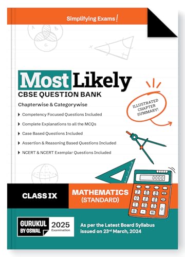 Gurukul By Oswal Mathematics Most Likely CBSE Question Bank for Class 9 Exam 2025 - Chapterwise & Categorywise, New Paper Pattern (MCQs, Case, Assertion & Reasoning, NCERT & NCERT Exemplar Questions)