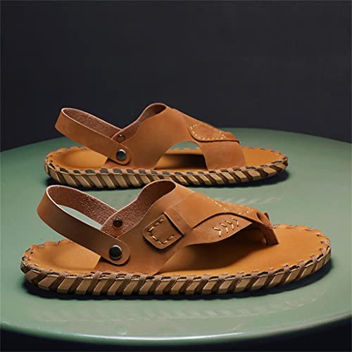 Men's Casual Sandals Male Handmade Comfy Soft Beach Slipper Breathable Leather Outdoor Leisure Shoes(42)4