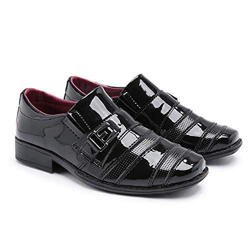 Sapato Social Infantil + Cinto em Couro Confortável (Preto, br_footwear_size_system, big_kid, numeri