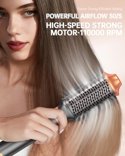 Hair Dryer Brush Air Styler: Dual Voltage 7 in 1 Ionic Multi Styling Tools with Hot Air Straightener, Auto Wrap Curlers, Frizz-Free Volumizer, Fast Blow Drying Curling Straightening and Smoothing - Image 4