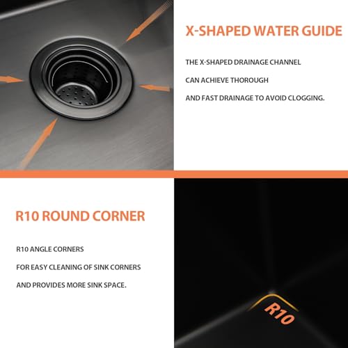 Fuyuoer Black Undermount Kitchen Sink 30 Inch Single Bowl Sink by fuyuoer - Used condition - Image 4