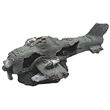 Wetandspicy Decoration of Aquarium for Crashed Helicopter Wreckage, Resin Fish Tank Decoration, Aircraft Wreckage Landscape Decoration, Aquarium Accessories, Length, Width, Height 23x12x9