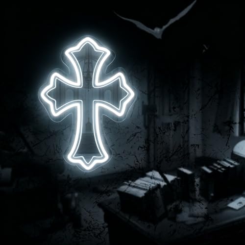 Image of Cross Gothic Y2K Cross Mirror Neon Sign Gothic Wall Decor