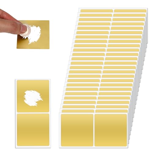 2 Inch Scratch Off Stickers, 50 PCS Self-Adhesive Scratchs Sticker Rectangle Gold Labels Custom...