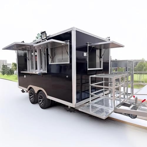 Camión de remolque de alimentos móvil, freír a medida, saltear, hervir, parrilla, totalmente equipado para catering, servicio de comida callejera y eventos al aire libre con diseño personalizado para