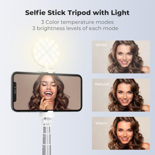 Image of K&F CONCEPT Auto Drop-Open Selfie Stick Tripod with Light, 70in