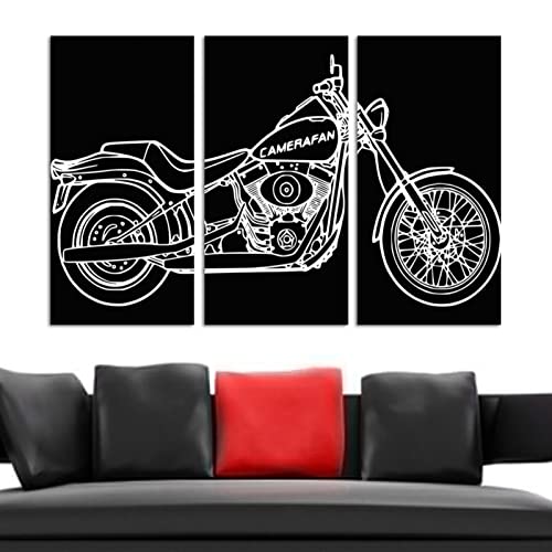 Wall Art For Living Room, Sports Motorbike Motorcycle Framed Decorative Oil Painting Set Decorative Modern Artwork Ready To Hang 20"X40" #TOP3