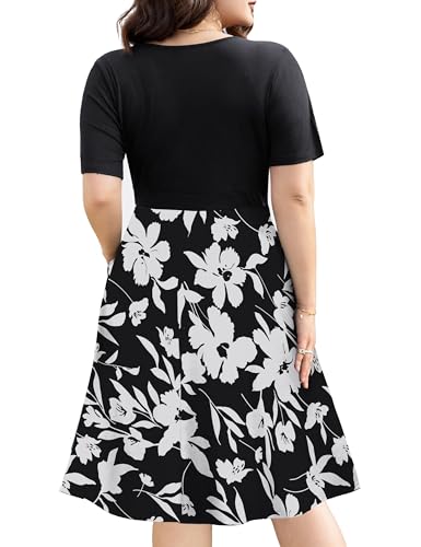 Image of Ahlaray Plus Size Faux Wrap Dress for Curvy Women with Pockets | Flattering faux wrap V-neck with soft stretch fabric and pockets for work, weddings and everyday comfort.