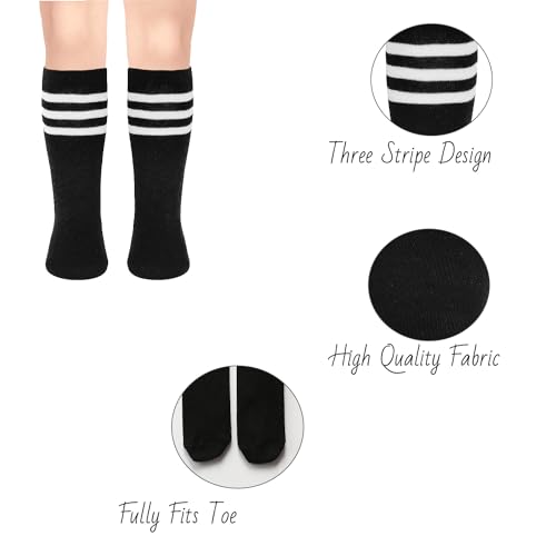 ENBAOHUI 3 Pairs Toddler Soccer Socks - Kids Boys Girls Knee Socks3