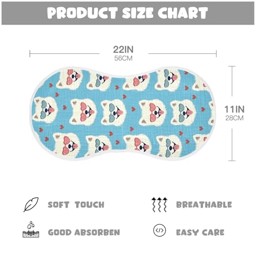 vvfelixl Baby Burp Cloths Samoyed Wear Heart Shaped Glasses Baby Newborn Cotton Burping Cloths Set Babys Washcloths 4 Pack2