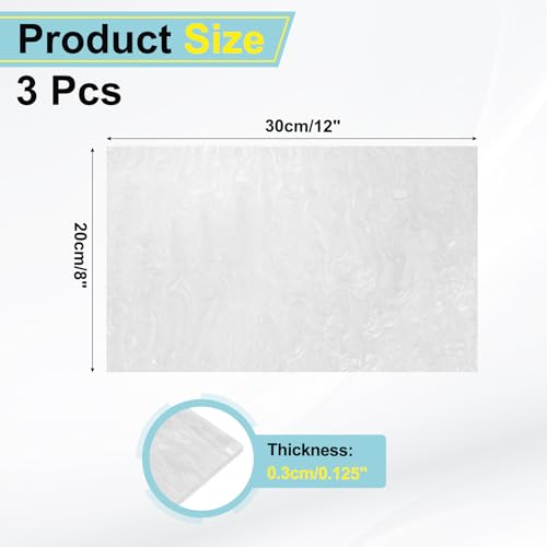 Image of MECCANIXITY 3 Pcs Glitter Pearl Acrylic Sheet,12 inch x 8 inch x 1 /8 inch Pearlescent Cast Pmma Plastic Sheets Extruded Translucent Blanks for DIY Art Crafting Laser Cutting & Engraving,White