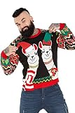 Pull de Noël unisexe pour homme - Motif dinosaure, lama, Rudolph, renne, Père Noël, Lama Love You Longtime, XXXL