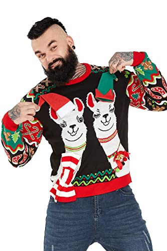 U LOOK UGLY TODAY S Navidad feo puente festivo suéter para el suéter del partido, Llama Love You Longtime, M Cover