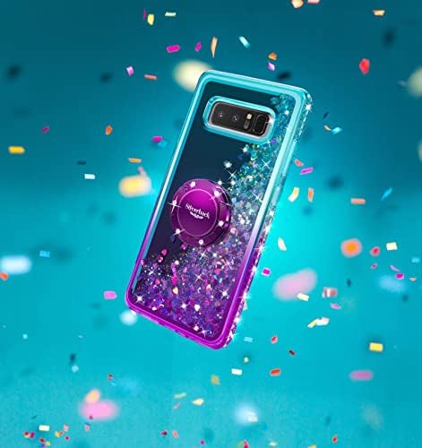 Miss Arts Galaxy Note 8 Case, [Silverback] Moving Liquid Holographic Sparkle Glitter Case With Kickstand, Bling Diamond Bumper W/Ring Slim Case for Girls Women for Samsung Galaxy Note 8 -Purple