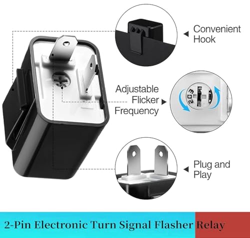 Image of Gebildet 12V Speed Adjustable 2 Pin Direct Replacement Compatible LED Electronic Flasher Relay fix CAR and Motorcycle Turn Signal & Hazard Warn Hyper Flash Relay(Black)