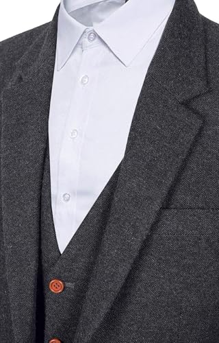 Wemaliyzd Men's Thicken Tweed Suits 3 Piece Slim Fit Jacket Wedding Groom Suit Vest Pants4