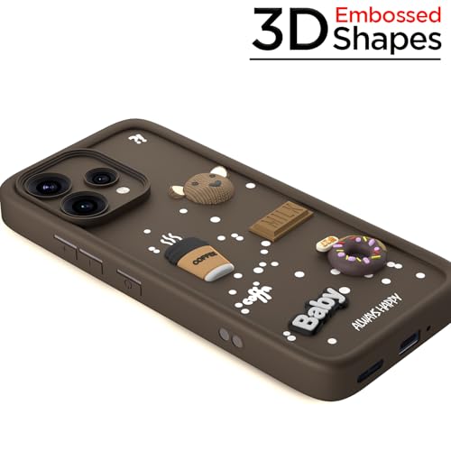 Image of Pikkme Back Cover for Oppo Reno 15C 5G | 3D Bear Silicone Cute & Fun Coffee Cartoon | Full Body Protection Bumper Case (Brown)