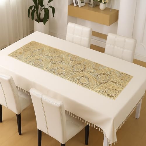 Image of Homerz Premium Table Runner, PVC, Size- 92x34 cm | Waterproof, Heat Resistant, Non-Slip, Easy to Clean Soft Table Runner for Coffee Table, Dining Table and Centre Table. (Wheel Leaf)
