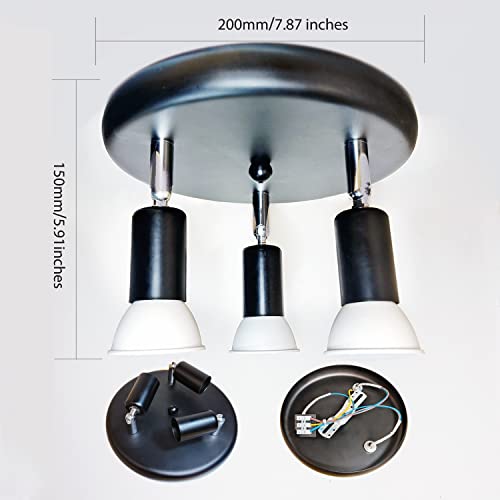 Sweier LED Ceiling Light GU10, 5W Rotatable 3 Way Black Spotlight 6000k Cool White for Kitchen Living Room - Image 2