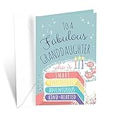 Prime Greetings Birthday Card For Granddaughter, Made in America, Eco-Friendly, Thick Card Stock with Premium Envelope 5in x 7.75in, Packaged in Protective Mailer