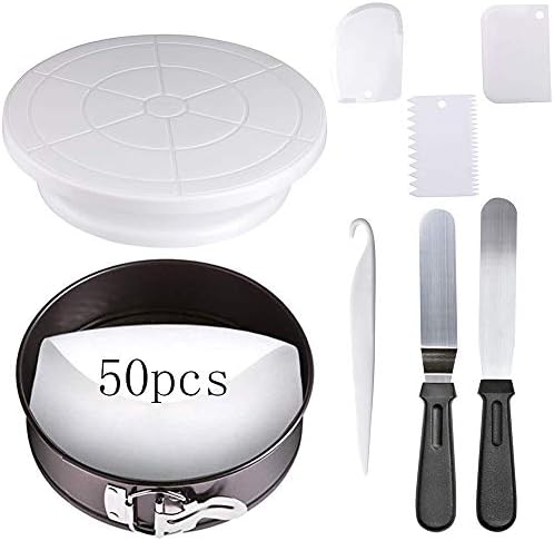 Cake Decorating Kit Cake Stand - Include Cake Turntable,9-inch Non-stick Springform Cheesecake Pan Scarper