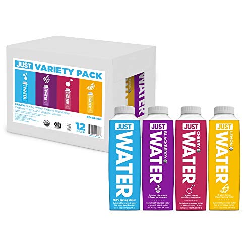 JUST Water Variety Pack - Spring Water Infused with Organic Fruit â€“ Eco-Friendly Boxed Bottled Water - Zero Sugar, Artificial Flavors, or Sweeteners, Alkaline pH of 8.0 - 16.9 fl oz (Pack of 12)