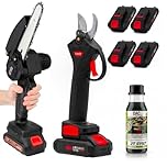081 Store - Set da Potatura 48V Con Forbici e Motosega 6 Pollici + 4 Batterie + 1 bottiglia di olio lubrificante, Garanzia 2 Anni, 4 Batterie e Valigette, Assistenza Immediata
