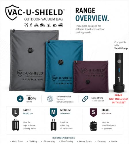 Image of Lavatelli Vac-u-Shield Vacuum bags for clothes, cabin luggage organizer & travel accessories. Premium space saver bag for travelling, anti-scratch. Medium 56x40 cm, Set of 2, Teal Blue