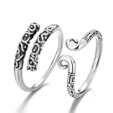 Monkey King Sun Wukong Mythical legend Story Inspired Adjustable Alloy Black Pattern Couple Rings Set, Engraved Design