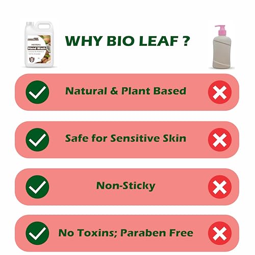 Image of BioLeaf Botanicals Ayurvedic Fresh Lemon Hand Wash Refill with Tulsi & Aloe Vera | Natural, Soap-Free, 99.89% Germ Protection | Soft, Odour-Free Hands | 100% Vegan | Herbal Hand Wash 5 Litre