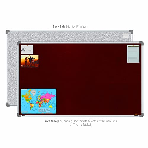 Image of Scholar Art Metis 3x5 Feet Fabric Pin-up Board for Home, Office & School | High Strength Velvet Cloth + High Density Soft Board for Pinning Photos, Sticky Notes & Reminders (Maroon)
