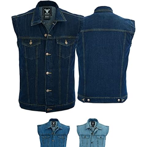 BULLDT Jeansweste Motorrad Kutte Denimweste Bikerweste Motorradweste Weste, 54/XL, Dunkelblau Cover
