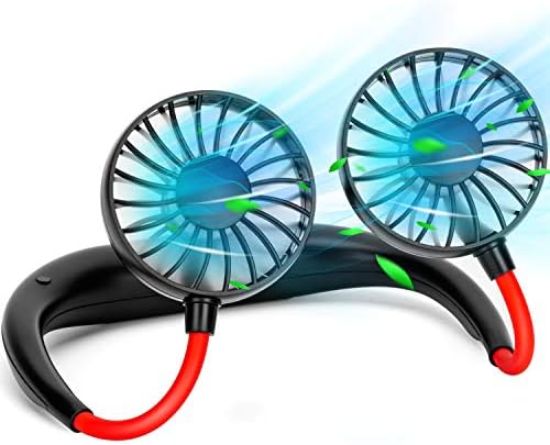 Portable Hanging Neck Sports Fan,Hand Free Neck Fan Hands Free Personal Wearable Fan-USB Rechargeable Headphone Neckband Fan,Neckband Fan with 360，3 Adjustable Speeds,2000mAh