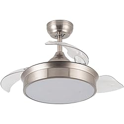Ventilador Techo Guillin Ventilador con Luz Lámpara LED Invisible Ultra Silencioso con Motor DC y Aspas Desplegables con Luz Led 72W Luz Fría/Neutra/Cálida Interiores, Plafón lluminación F