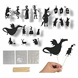 Shadow Puppet Theater Set – 20-Piece Fairy Tale Silhouette Kit with Felt Cutouts, Sticks & Dots – DIY Storytelling Shadow Play for Kids, Classroom, Family Craft Activities