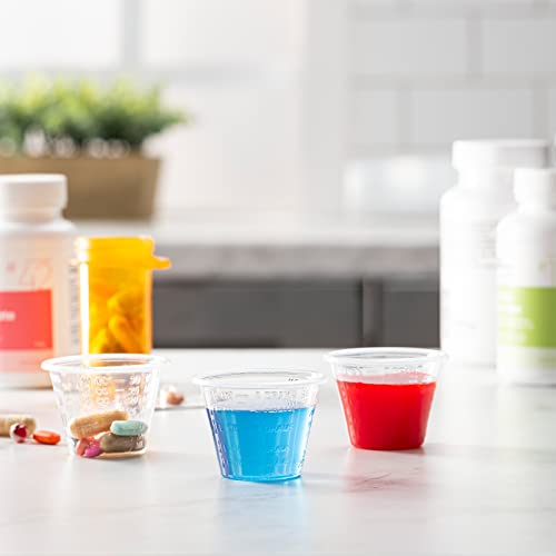 [250 Count - 1 Oz.] Plastic Disposable Medicine Measuring Cup For Liquid Medicine, Epoxy, & Pills #TOP2