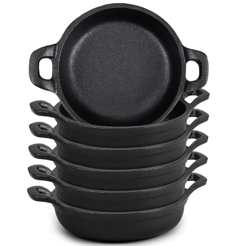 Ziliny Mini Cast Iron Skillets 5 x 5 x 1.3 Inch Cast Iron Pan Small Ramekin Set Black Casserole Dish...