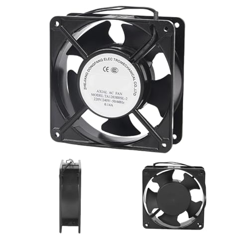 Ventilador Axial Silencioso para Chimenea Insertable Casete 120x120x38mm Chimenea Alta Temperatura Ventilador Axial Chimenea Estufa Ventiladores con Potentes Cuchillas Metálicas