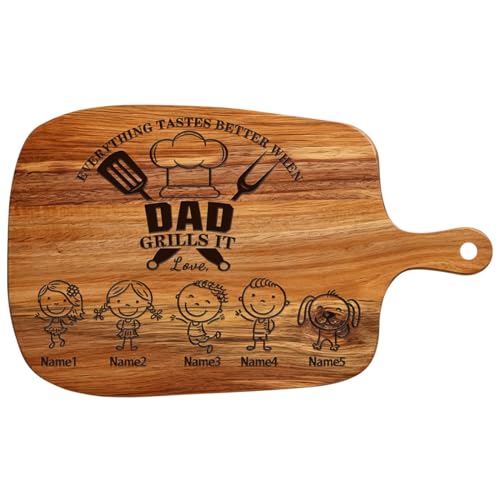 Tabla de Cortar Personalizada para Papá o Abuelo: 'Todo Sabe Mejor Cuando Papá o Abuelo Asa', Tabla de Madera para Cocina, Regalo para Día del Padre, Cumpleaños o Navidad (S 02) miniatura 1