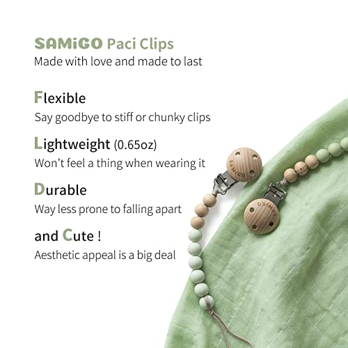 Image of SAMiGO Pacifier Clips Holders Silicone Paci Binky Clips for Baby Boys and Girls - 2 Pack