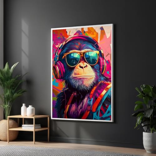 Tableau sur toile singe funky art abstrait animalier
