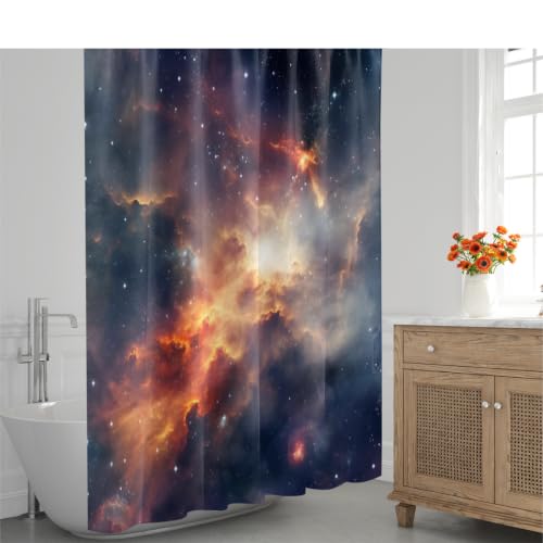 Rideau de douche imperméable polyester lavable en machine grand format 183x183cm orange rouge