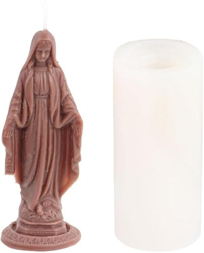 Molde de vela de silicona con estatua de Virgen María, molde de resina epoxi para hacer velas, hecho a mano, yeso, decoración del hogar, molde de