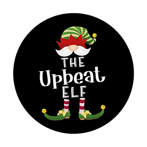 Upbeat Elf Group Christmas Funny Pajama Party PopSockets Swappable PopGrip, Black - Image 3