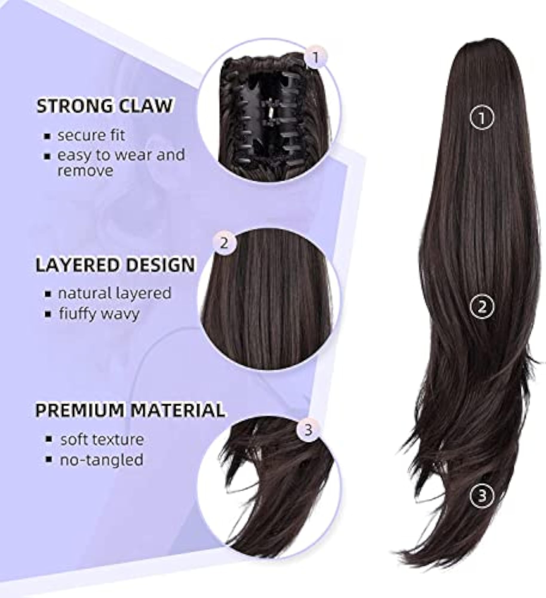 Claw Clip Ponytail Hair Extension, 24 Inch Long